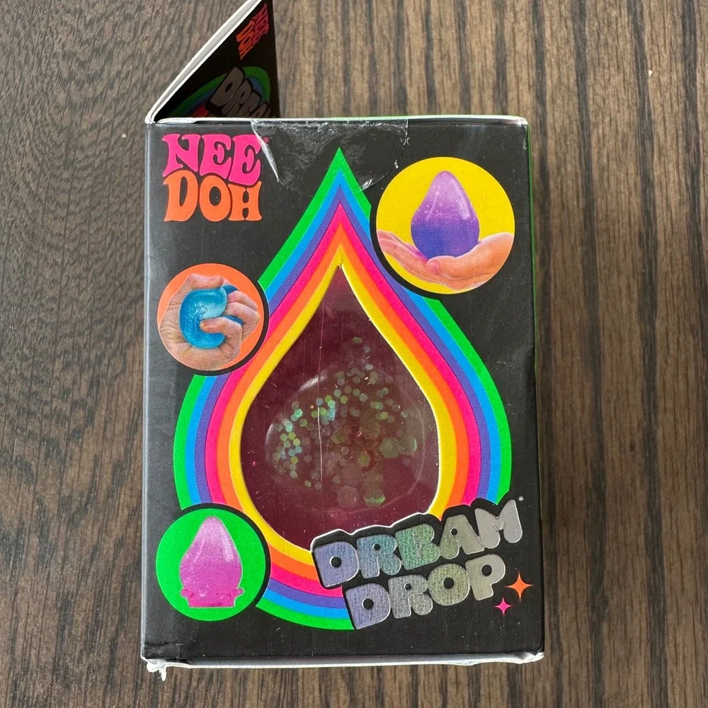 NeeDoh Dream Drop Fidget Toy Pink Glitter NIB Schylling Stress Ball Splash Stand